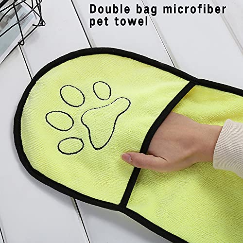 A1-Brave Toalla Secado, Multicolor Ultra-Absorbente Pet Pet Toalla de baño Microfibra Super Absorbente Secado Manta de Toalla de Secado con la Fuente de Limpieza de Bolsillo Mascotas Microfibra