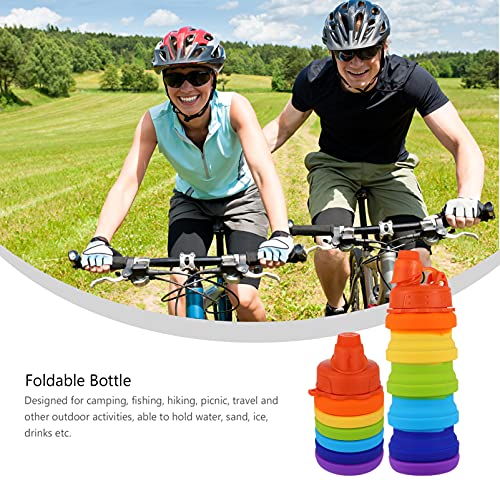 ABOOFAN Botella de agua plegable de silicona de 500 ml, botellas de agua plegables de arco iris, botellas de agua a prueba de fugas, para viajes, gimnasio, camping, senderismo, fitness y yoga