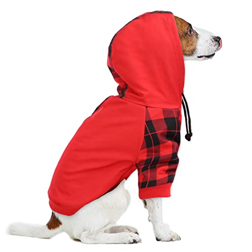 Abrigo cálido con capucha para perro, para mascotas, ropa para mascotas, ropa de invierno, abrigo con capucha, ropa para perros (S, rojo)