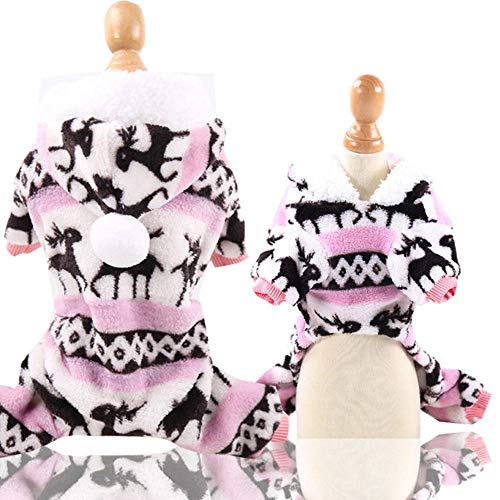 Abrigo de dibujos animados para perros pequeños, chaqueta de bulldog francés de invierno, disfraz divertido para perro, disfraz de Chihuahua, ropa de mascota, cruz de ciervo rosa, L