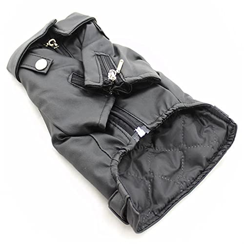 Abrigo del Perro Chaqueta de Cuero de la PU Impermeable Prueba Viento Abrigo para Perros Pequeños Medianos Grandes Doberman Schnauzer Bulldog Al Aire Libre Ropa Abrigo ( Color : Negro , Tamaño : L )