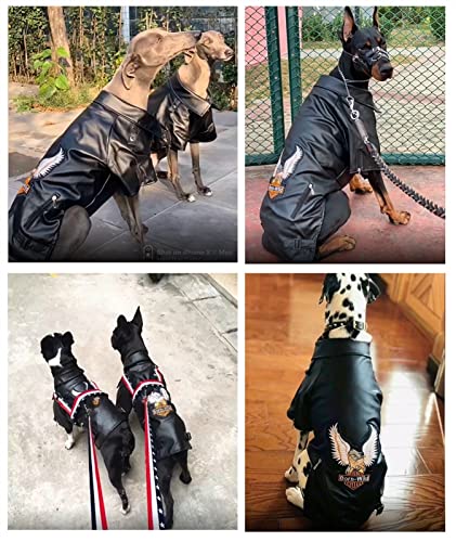 Abrigo del Perro Chaqueta de Cuero de la PU Impermeable Prueba Viento Abrigo para Perros Pequeños Medianos Grandes Doberman Schnauzer Bulldog Al Aire Libre Ropa Abrigo ( Color : Negro , Tamaño : L )