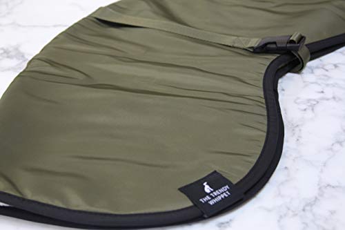 Abrigo impermeable con forro polar verde oliva, con correa de clip ajustable a juego, galgo italiano/sighthound (LARGE 61 cm)