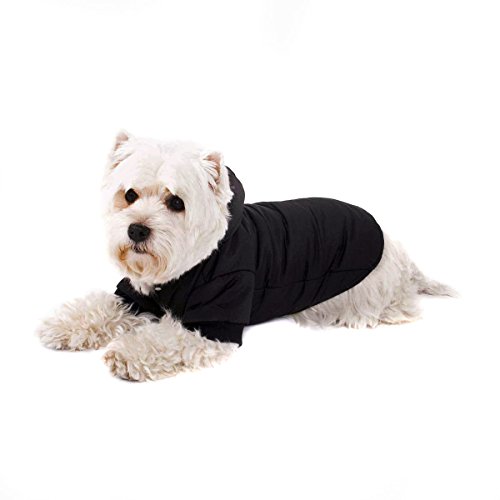 Abrigo Negro para Perro con Capucha; Chaqueta Elegante para Perro Anorak para su Perro (XL (46cm))