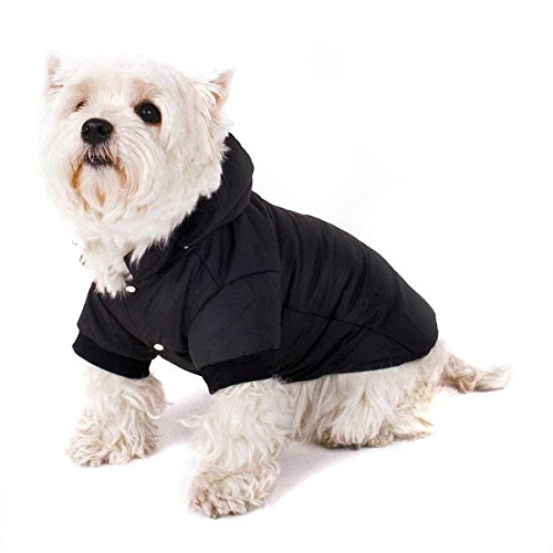 Abrigo Negro para Perro con Capucha; Chaqueta Elegante para Perro Anorak para su Perro (XL (46cm))