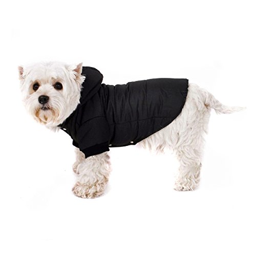 Abrigo Negro para Perro con Capucha; Chaqueta Elegante para Perro Anorak para su Perro (XL (46cm))