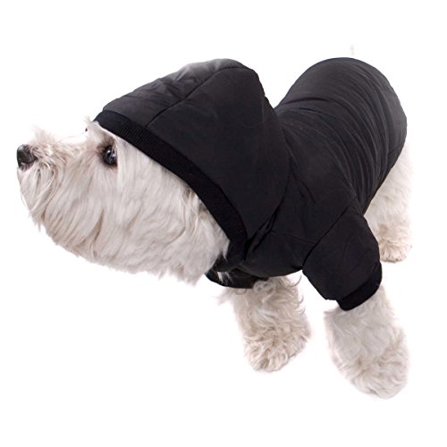 Abrigo Negro para Perro con Capucha; Chaqueta Elegante para Perro Anorak para su Perro (XL (46cm))