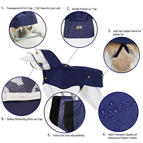 Abrigo para perro, impermeable, resistente al agua, chubasquero, portátil, ajustable y fácil de llevar, resistente a la lluvia, varios tamaños disponibles de XS a XXXL, adecuado para todos los perros