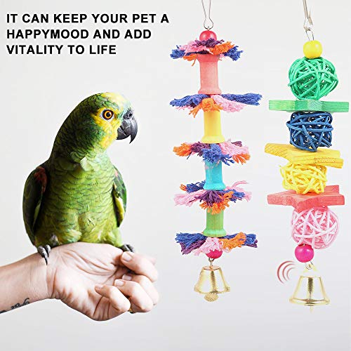 Accesorios para jaulas de pájaros, 10 unidades, multicolor, plataforma, escaleras de madera, juguete para loros con campanas para pequeños loros medianos y cacatúas, periquitos y bonitos pájaros.