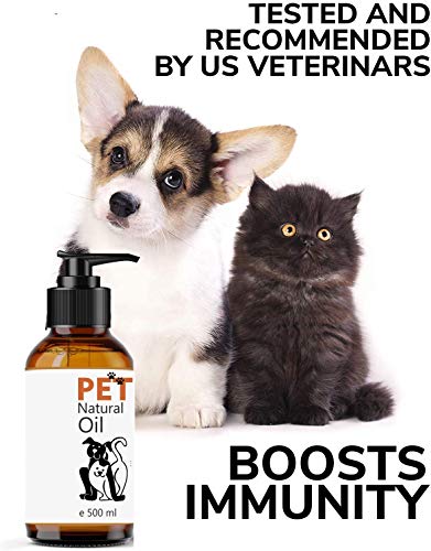 Aceite para Mascotas. Suplemento Alimenticio Natural para Perros y Gatos. Uso Diario. Combinado de 6 Aceites Ricos en Vitamina E y Omega 3, 6 y 9. Prensado en Frío (500 ml)