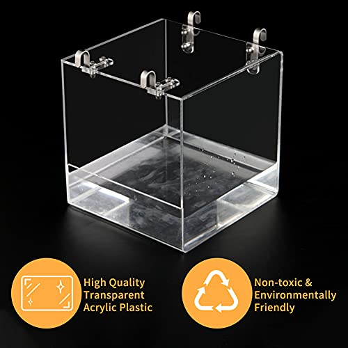 Aceshop Bañera para Pájaros Cuenco de Baño Acrílico Transparente Caja de Baño para Casa de Baño Accesorio de Jaula para Pájaros con Ganchos para Pájaros Pequeños, Pinzón, Canario 12.8 * 11.3 * 13 cm