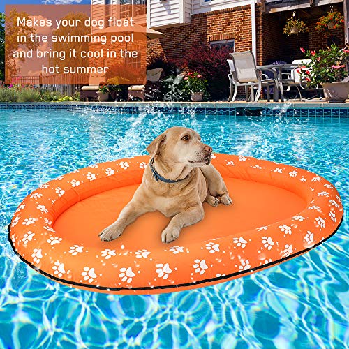 Aceshop Flotador Inflable para Piscina para Perros Flotador Grande para Hamaca para Mascotas Flotador de Verano para Mascotas Flotador Inflable Cachorros Gato, Perro Flotador para Piscina (Naranja)