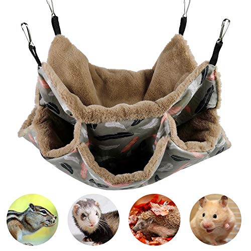 Aceshop Hamaca Pequeña para Mascotas Hamaca para Planeador de azúcar de Tres Capas, Jaula para hámster Accesorios Ropa de Cama para Chinchilla Hurones Loros Jugando para Dormir