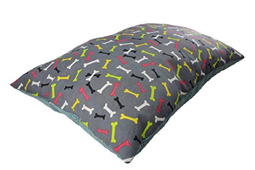 Acomoda Textil - Cama para Perros, Cama Antideslizante de Tela para Mascotas, Mullida y Cómoda. (120x80 cm, Huesos)