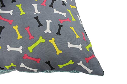 Acomoda Textil - Cama para Perros, Cama Antideslizante de Tela para Mascotas, Mullida y Cómoda. (80x60 cm, Huesos)