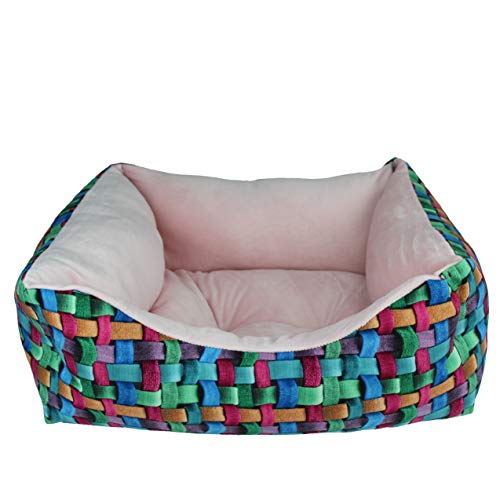 Acomoda Textil - Cama para Perros, Cuna para Mascotas Estampado Digital con Coralina, Cómoda, Cálida y Mullida. (Pequeño(52x42x20), Rosa)