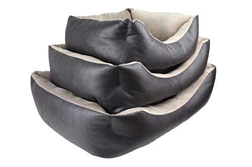 Acomoda Textil - Cama para Perros, Cuna para Mascotas Tapicería y Coralina, Cómoda, Cálida y Mullida. (Grande(78x60x22), Negro)