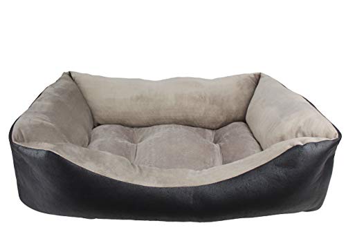 Acomoda Textil - Cama para Perros, Cuna para Mascotas Tapicería y Coralina, Cómoda, Cálida y Mullida. (Grande(78x60x22), Negro)