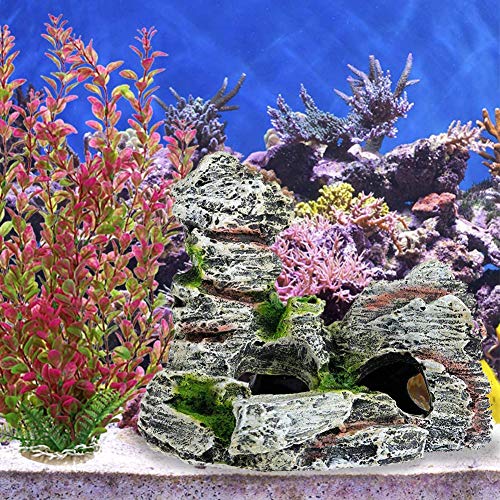 Acuario Decoración Cueva Acuario,QSXX 2 Piezas Cueva De Decoración De Acuario Elegante y Exquisito Decoración De Cueva De Roca De Acuario Para Decoración De Acuarios 2 Estilos