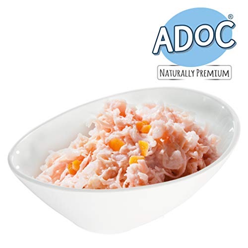 ADOC - Alimento húmedo para Perros Adultos con Ingredientes Naturales de Pollo con arroz y Zanahorias – 16 latas de 285 g.