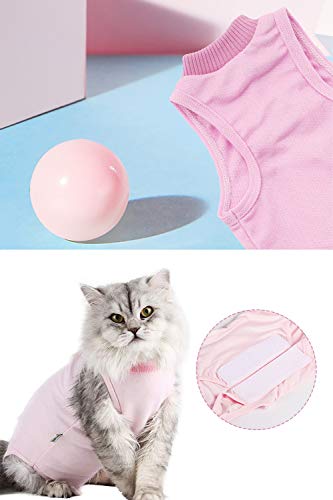 AEITPET Traje de recuperación Profesional para Gatos, Gata Camiseta de recuperación, heridas Abdominales Profesional para heridas, de recuperación quirúrgica Ropa Chaleco de pequeños Gatos (L, Rosado)