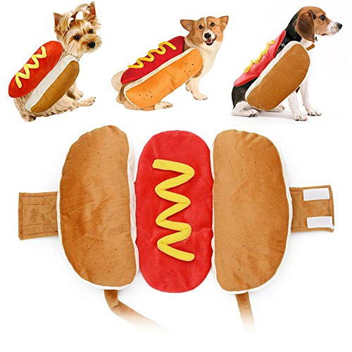 Aeromdale Hot Dog Pets Puppy Disfraz de Halloween Ropa Mostaza Ropa de Gato Traje para Perro pequeño Mediano - 1pc - L