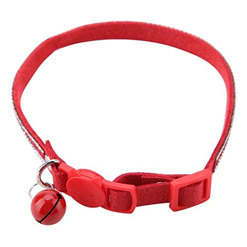 Agatige 1 Collar de Gato, Lindo Collar de Perro de Dibujos Animados, Correas Duraderas para Perros, Corbata Suave y Cómoda para Mascotas con Campanas, PU(XS Rojo)