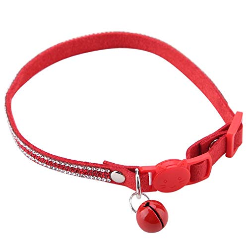 Agatige 1 Collar de Gato, Lindo Collar de Perro de Dibujos Animados, Correas Duraderas para Perros, Corbata Suave y Cómoda para Mascotas con Campanas, PU(XS Rojo)