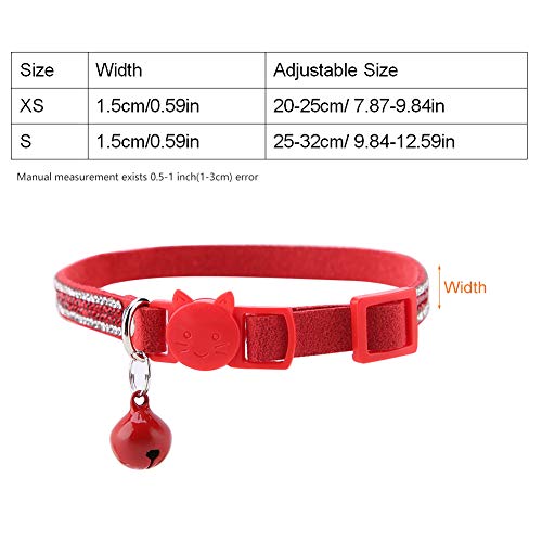 Agatige 1 Collar de Gato, Lindo Collar de Perro de Dibujos Animados, Correas Duraderas para Perros, Corbata Suave y Cómoda para Mascotas con Campanas, PU(XS Rojo)