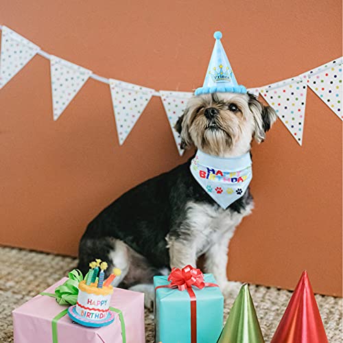 AIBAOBAO Pañuelo de cumpleaños para Perro, Perro Cumpleaños de Cumpleaños de Perro, Triángulo de Bandana de Cumpleaños de Perro, para Perros Sombrero Pañuelo, Decoración de Cumpleaños Gato Mascota