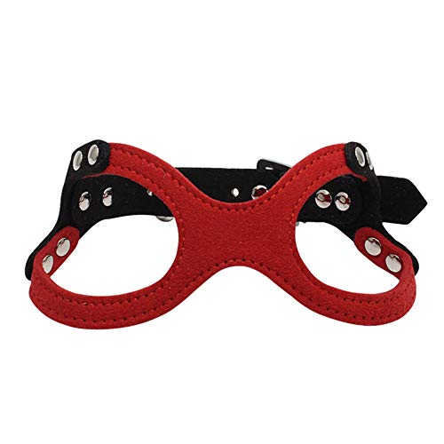 AILOVA Arnés de perro collar de cinturón de piel de ante suave con pecho ajustable para cachorros Chihuahua Yorkie (S, rojo)