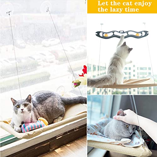 Aischens Ventana montada Hamaca para Gato, Cama Gato Colgante para Gato, Hamaca Ventosa para Gatos con Ventosas de Perilla Resistentes, Soportar hasta 17kg（55x32cm）