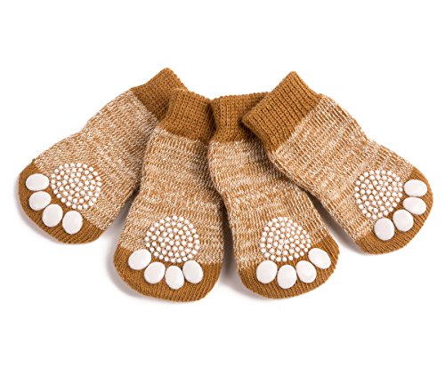 Akopawon - 4 Piezas Calcetines Antideslizantes para Perros y Gatos - Protectores para Patas para Uso en Interior y Control de Tracción con Refuerzo de Goma, Talla S a 3XL para Animales de 1 a 22,5 kg