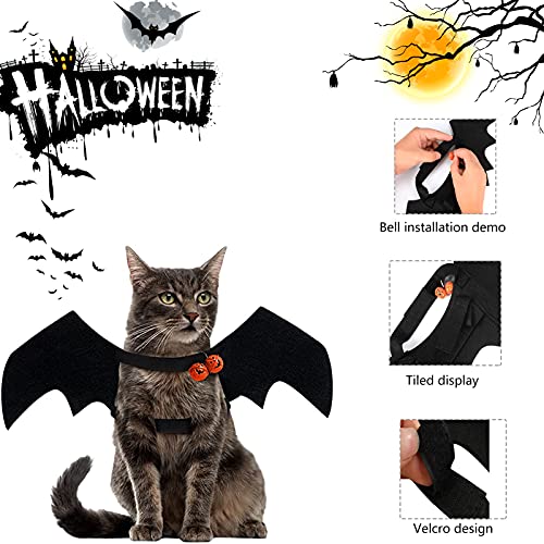 Alas de murciélago para Mascotas, Alas de murciélago para Perros Alas para Mascotas de Halloween con 2 Campana de Calabaza Disfraz de Murciélago para Gatos,para Fiesta de Halloween (2)