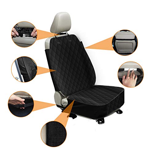 Alfheim Antideslizante Funda de Asiento de Coche para Perro Delantero, Resistente a rayones Protector de Coche para Mascotas con Ancla, Se Adapta a la mayoría de Camiones, Furgonetas y SUV, Negro