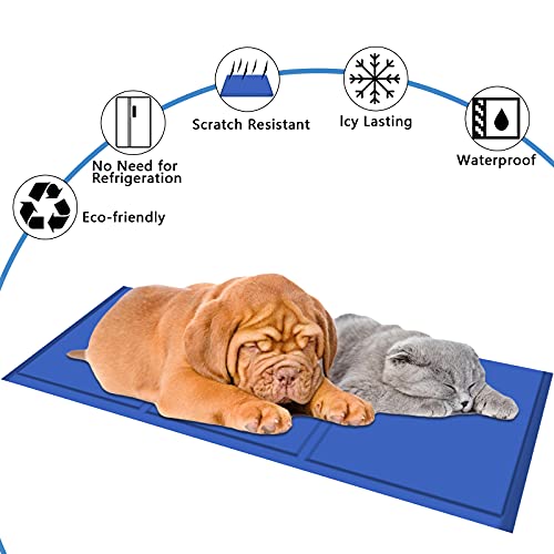 Alfombra Refrescante para Perro Gato, Alfombra de Refrigeración Animales, Auto enfriamiento Manta de Dormir Fresco Perros/Gatos, Manta Perro No Tóxico, Ideal para Perros, Gatos en Verano (50 * 90cm)