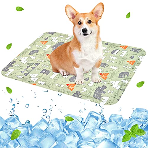 Alfombra Refrescante para Perros,Manta Refrigerante Gato,Alfombrilla de Refrigeración para Animales,Gel No Tóxico,Autoenfriante, Sofás,Perreras,Piso (30x40cm, Verde)