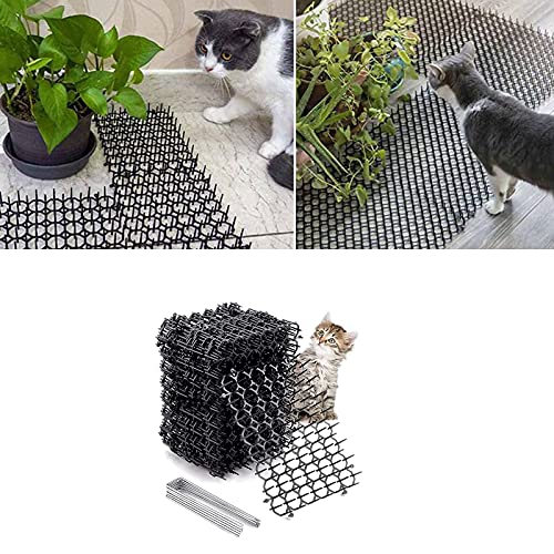 Alfombrilla de plástico con pinchos,Alfombrilla Repelente para Gatos, Alfombrilla Disuasoria Repelente De Pinchos De Animales para Gatos para Valla De Plantas De Jardín