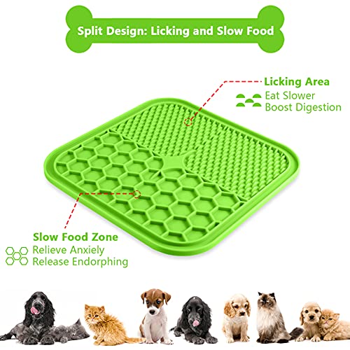 Alfombrilla para Lamer Perros, 2Pcs Dog Lick Pad con 1 Espátula de Silicona, Perros Alimentador Lento, Nueva Alfombra Octogonal con Ventosas Ofrece 4 Sensaciones para Lamer, para Entrenar/Bañarse