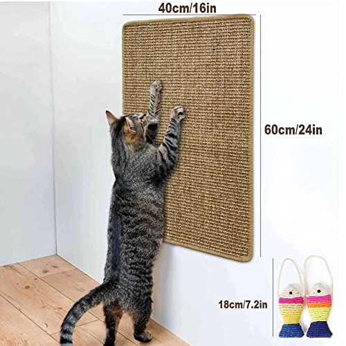 Alfombrilla Rascadora,Alfombra para Rascador Gato sisal Natural Resistente Antideslizante Cuidado De Las Patas del Gato Adecuado para Gatos Pequeños, Medianos y Grandes(40x60 cm)