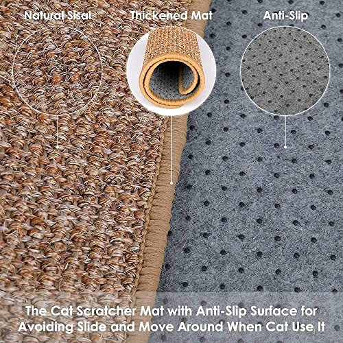 Alfombrilla Rascadora,Alfombra para Rascador Gato sisal Natural Resistente Antideslizante Cuidado De Las Patas del Gato Adecuado para Gatos Pequeños, Medianos y Grandes(40x60 cm)