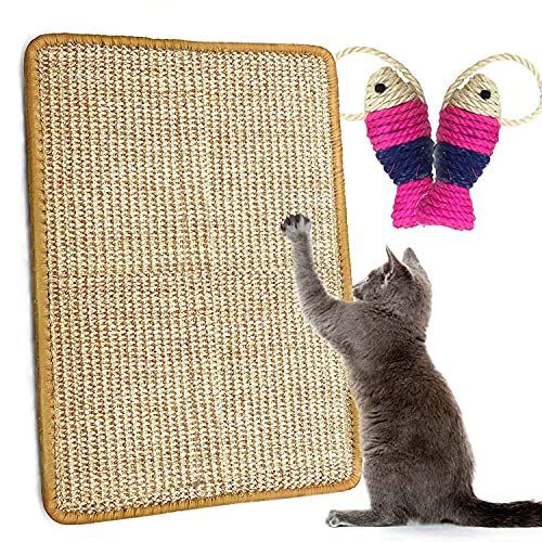 Alfombrilla Rascadora,Alfombra para Rascador Gato sisal Natural Resistente Antideslizante Cuidado De Las Patas del Gato Adecuado para Gatos Pequeños, Medianos y Grandes(40x60 cm)