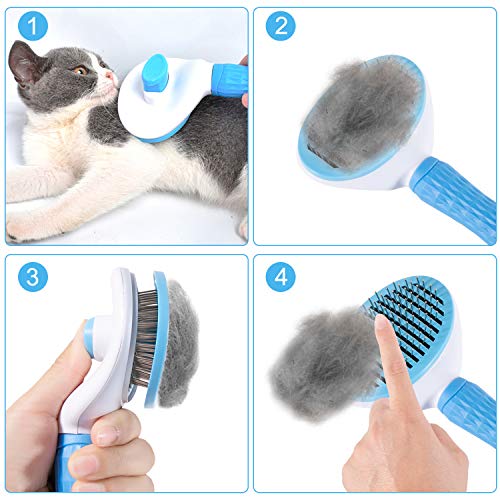 Alihoo - Cepillo para gatos, cepillo suave para pelo largo, universal, limpieza automática para mascotas, color azul