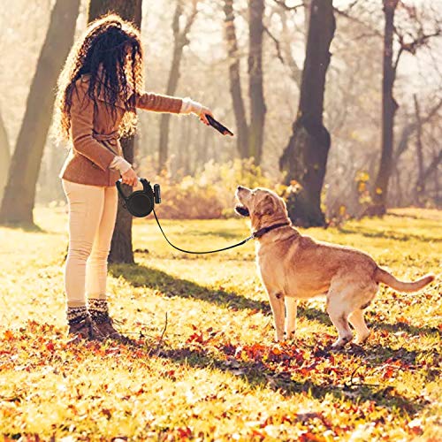 Alihoo Correa retráctil para perros, 8 m, correa de entrenamiento para caminar, con linterna desmontable para perros con un peso de hasta 40 kg (8 m, negro)