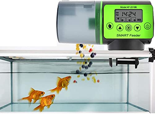 Alimentador Automático para Peces de Acuario con Temporizador Digital Alimentador de Peces Alimentación Tiempo Ajuste para Peces Tanque y Tortugas Tanque (A)