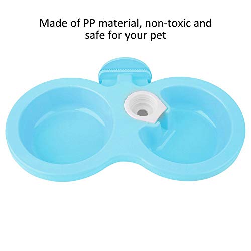 Alimento Doble Comedero de Agua para Mascotas Tazón para Mascotas Colgante Tazón de Fuente Perro Gato Conejo Pájaro Plato del Fregadero con Tapa de Botella Diseño de Cierre para jaulas(Azul)