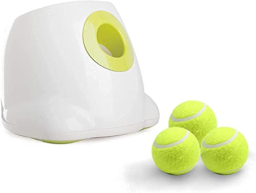 ALL FOR PAWS Lanzador automático de pelotas para perros, versión mini, máquina de lanzamiento de pelotas de tenis para perros pequeños y medianos, 3 bolas incluidas