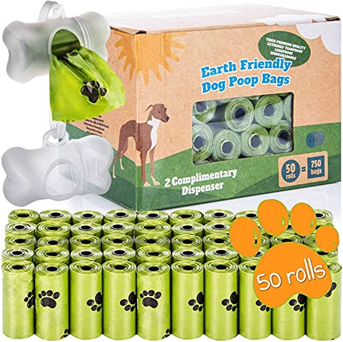 all Pets United BI0 Bolsa para excrementos de Perro con dispensador compostable 100% Biodegradable con Soporte para la Correa (750 Bolsas: 50 Rollos + 2 dispensadores)