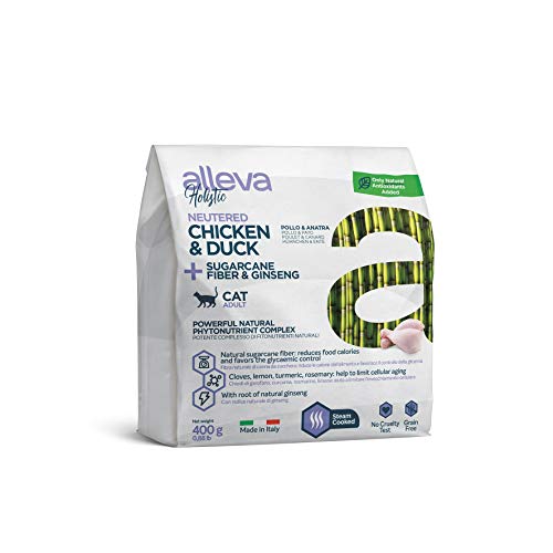 Alleva Holistic Chicken & Duck + Sugarcane Fiber & Ginseng – Neutered (Adult) 400 g