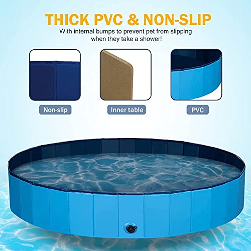 ALLWIN Piscina para Perros Plegable para Perros Grandes Piscina de plástico Duro para niños, bañera portátil para Mascotas Piscina al Aire Libre, para Perros, Gatos, niños (120 × 30 cm)